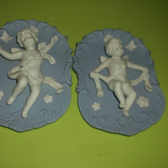 none Other - vintage bisque cherub wall hangings set of 2 none Other - vintage bisque cherub wall hangings set of 2